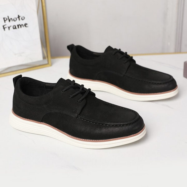 Lace-up Comfortable Leather Casual Shoe - Black