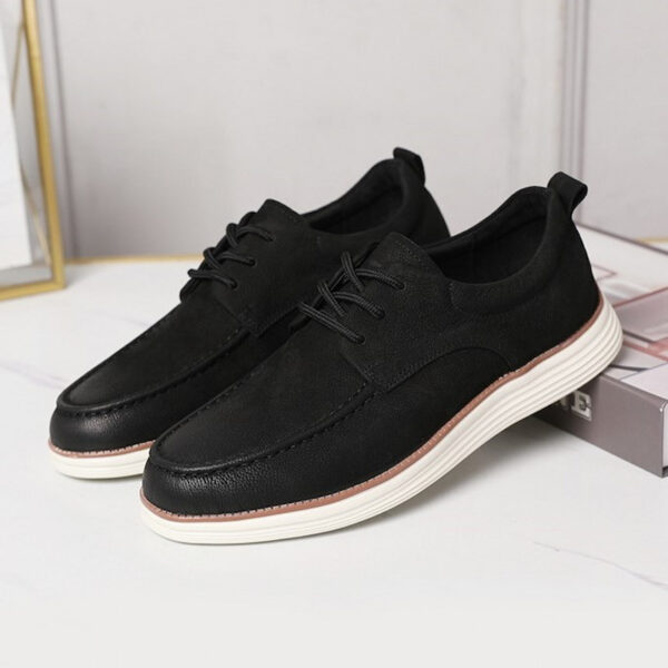 Lace-up Comfortable Leather Casual Shoe - Black