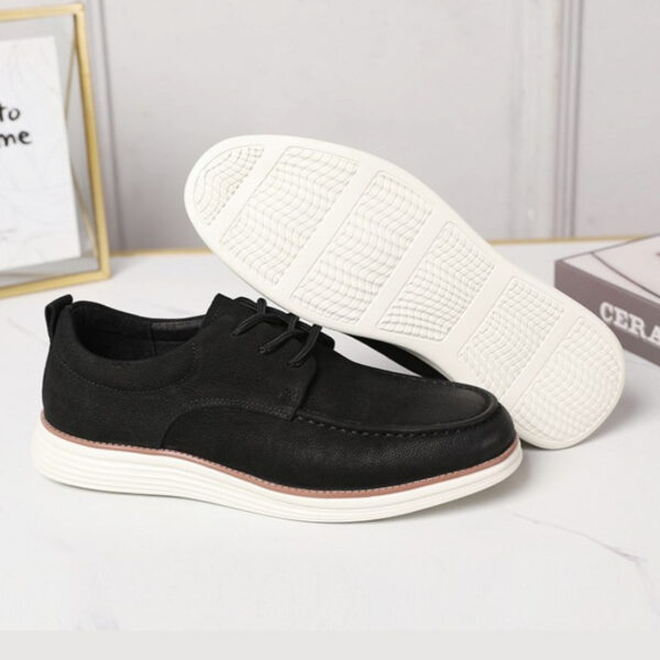 Lace-up Comfortable Leather Casual Shoe - Black