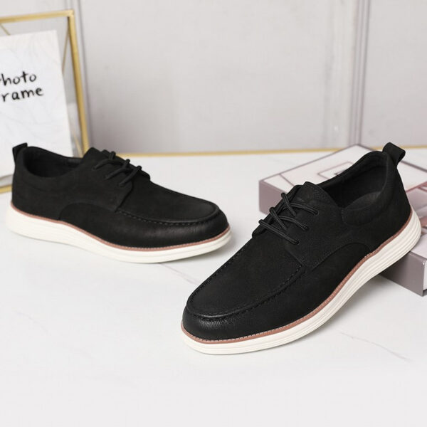 Lace-up Comfortable Leather Casual Shoe - Black