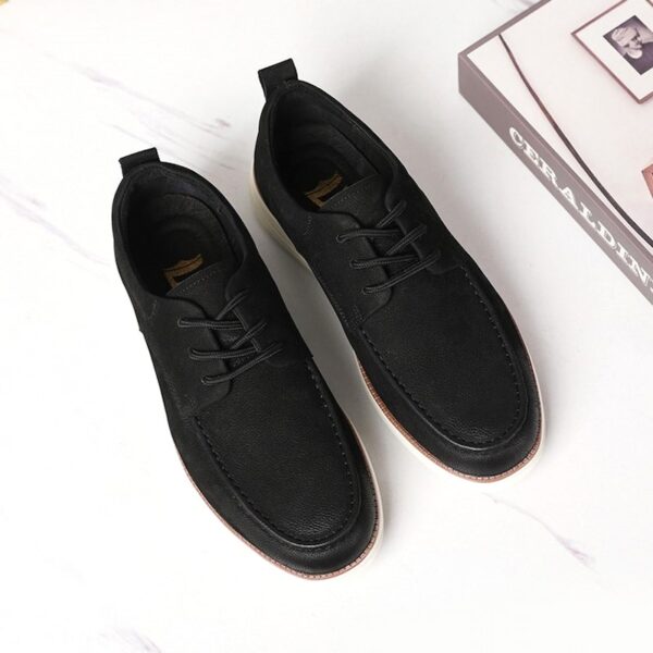 Lace-up Comfortable Leather Casual Shoe - Black