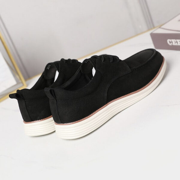 Lace-up Comfortable Leather Casual Shoe - Black