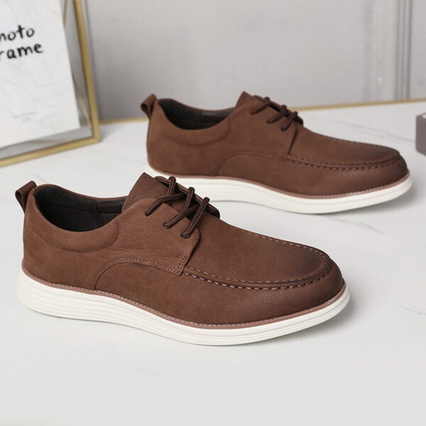 Lace-up Comfortable Leather Casual Shoe - Brown