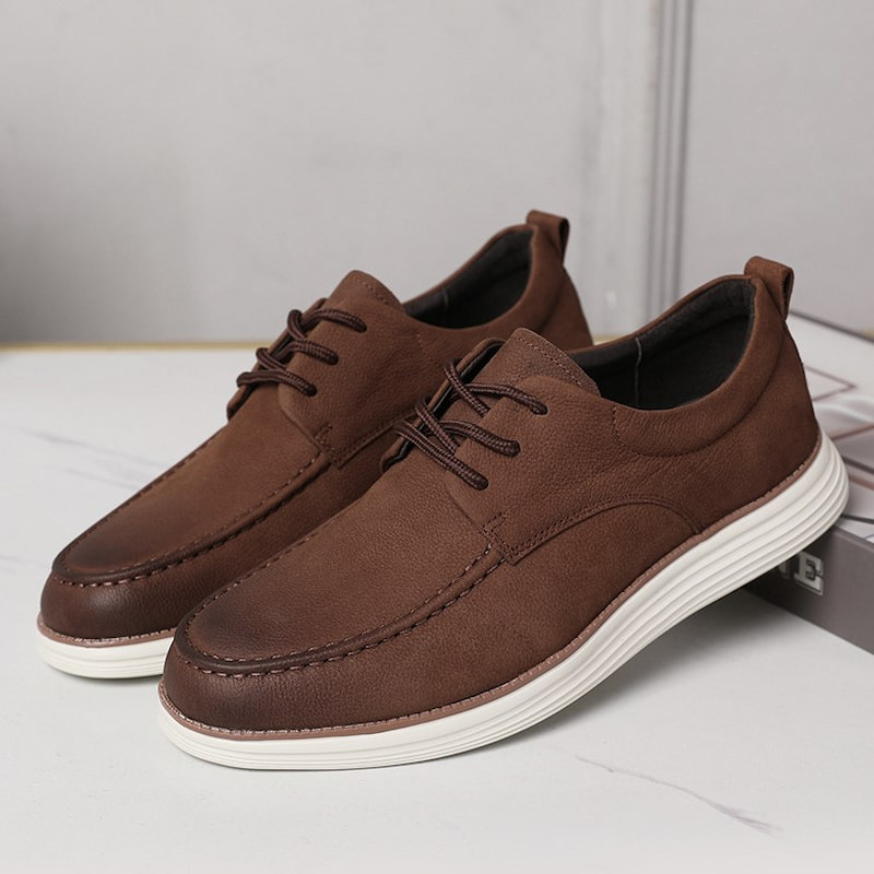 Lace-up Comfortable Leather Casual Shoe - Brown