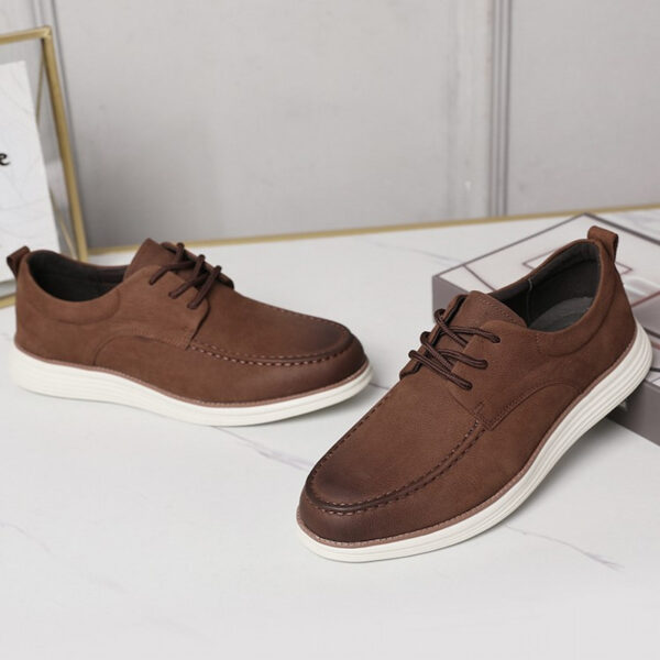 Lace-up Comfortable Leather Casual Shoe - Brown