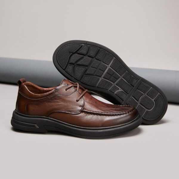 Lace-up Embossed Leather Casual Shoe - Brown