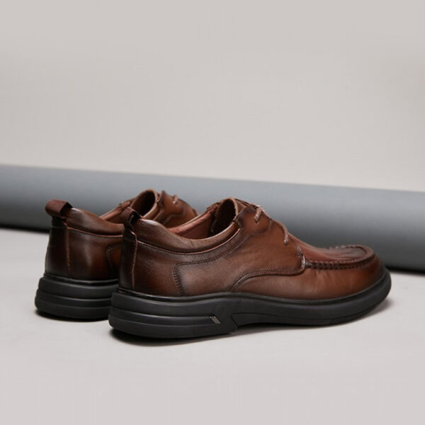 Lace-up Embossed Leather Casual Shoe - Brown