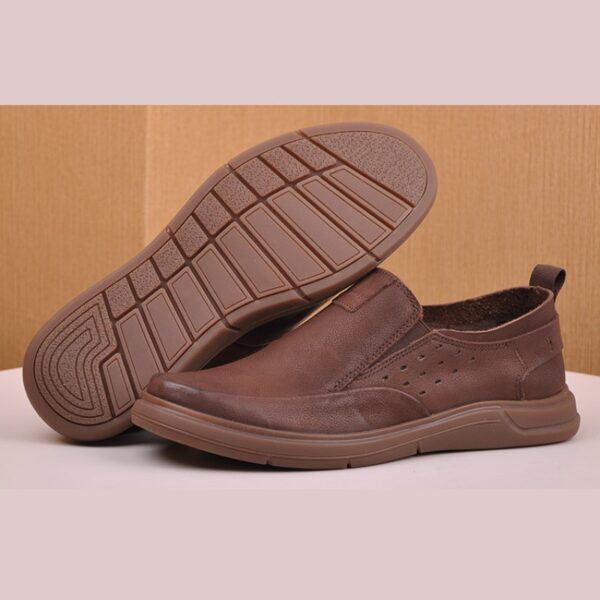 Soft Bottom Frosted Leather Slip-on Loafer - Brown