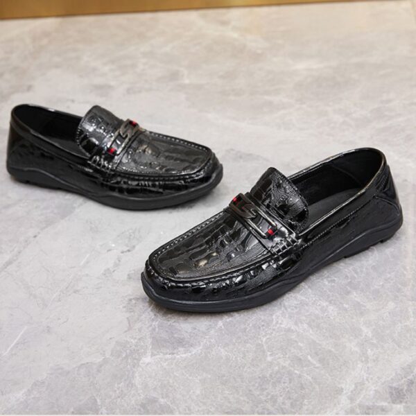 Spring Trend Pattern Leather Fancy Loafer - Black