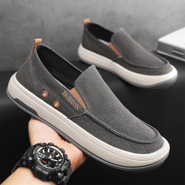 Summer Trend Breathable Canvas Loafer - Gray