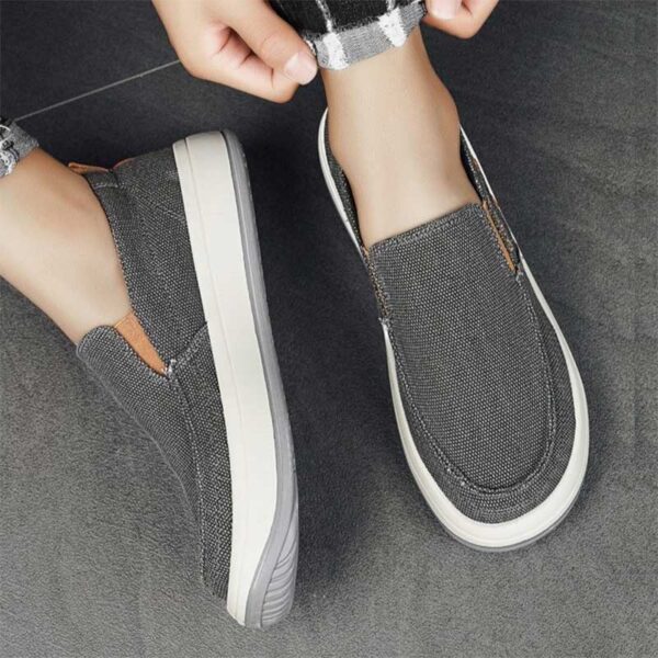 Summer Trend Breathable Canvas Loafer - Gray