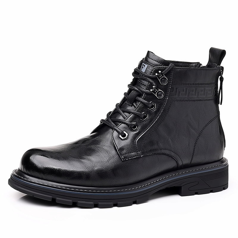 Winter Trend Zipper Tooling Martin Boot - Black