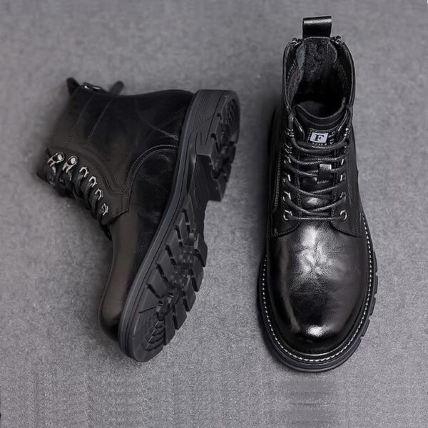 Winter Trend Zipper Tooling Martin Boot - Black