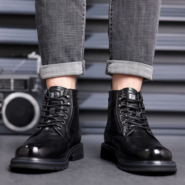 Winter Trend Zipper Tooling Martin Boot - Black