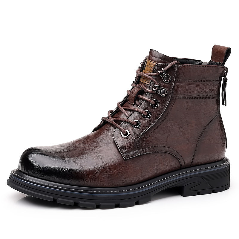 Winter Trend Zipper Tooling Martin Boot - Brown