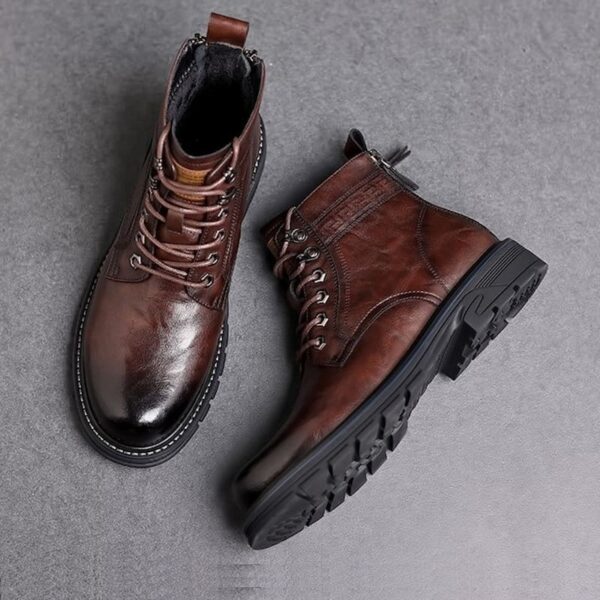 Winter Trend Zipper Tooling Martin Boot - Brown