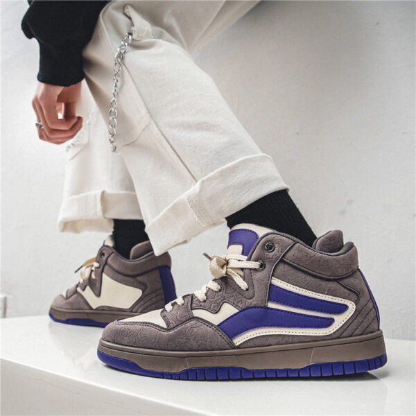 Youth Trend Mid-top Retro Casual Shoe - Gray Purple