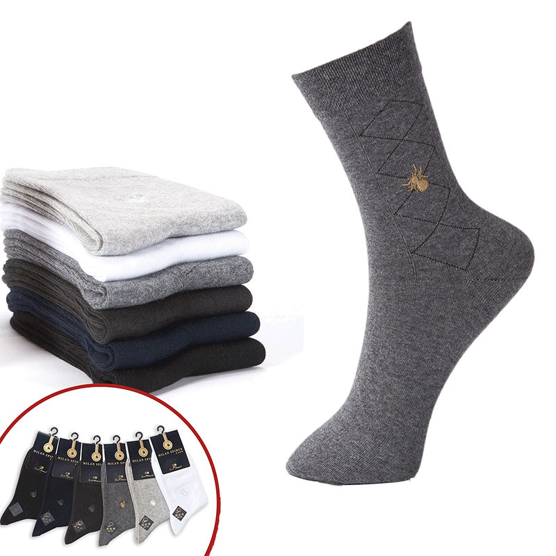 Business Class Cotton Long Socks – Mixed Color (5 Pair)