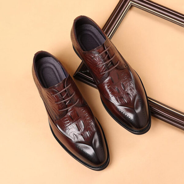 Business Class Pattern Leather Formal Shoe - Brown