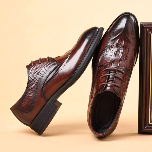 Business Class Pattern Leather Formal Shoe - Brown