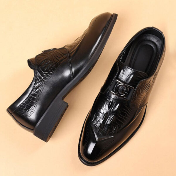 Business Class Slip-on Pattern Leather Formal Shoe - Black