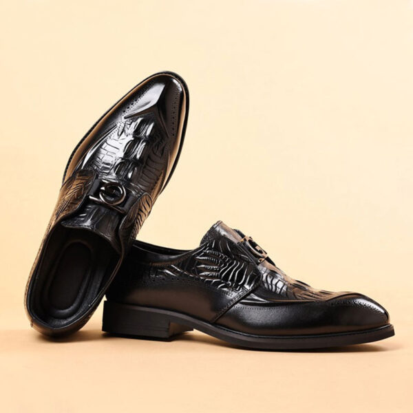 Business Class Slip-on Pattern Leather Formal Shoe - Black