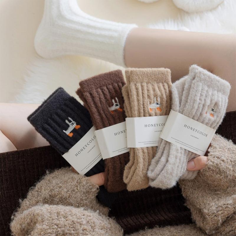Korean Trend Women's Warm Long Sleeping Socks – Mixed Color (5 Pair)