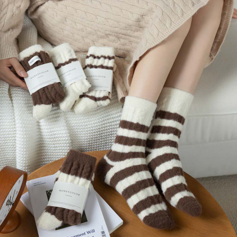 Women's Warm Striped Long Sleeping Socks – Mixed Color (4 Pair)