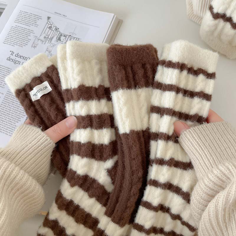 Women's Warm Striped Long Sleeping Socks – Mixed Color (4 Pair)