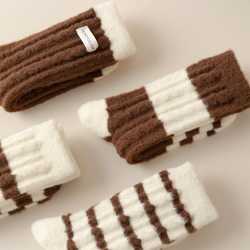 Women's Warm Striped Long Sleeping Socks – Mixed Color (4 Pair)
