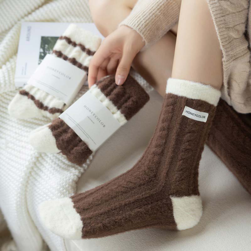 Women's Warm Striped Long Sleeping Socks – Mixed Color (4 Pair)