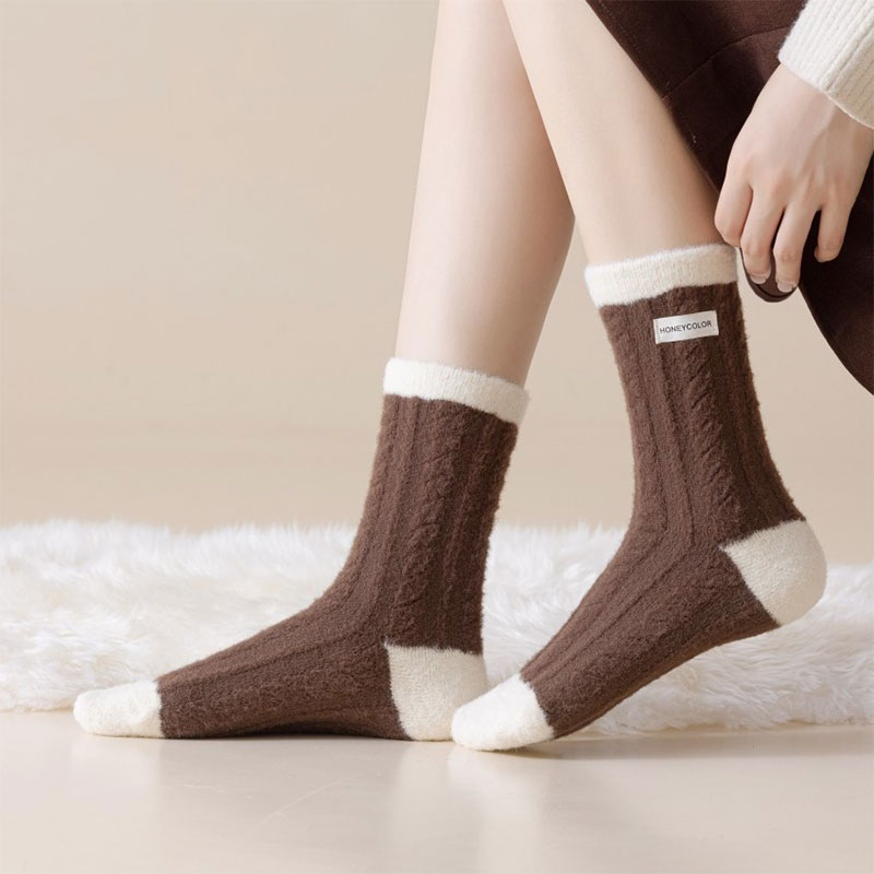 Women's Warm Striped Long Sleeping Socks – Mixed Color (4 Pair)
