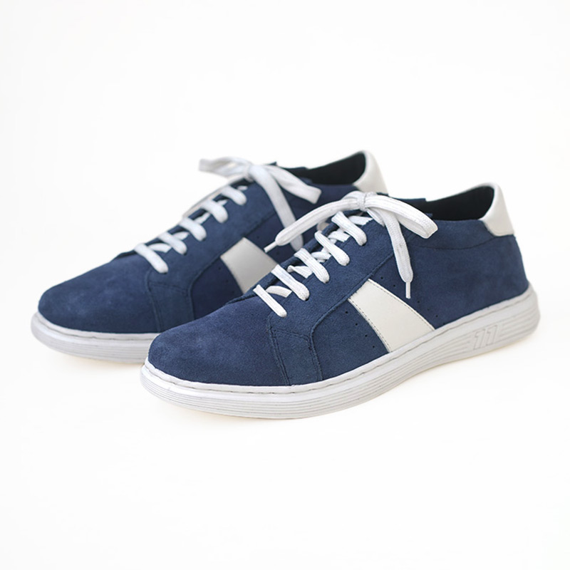 European Retro High-end Leather Casual Shoe - Blue