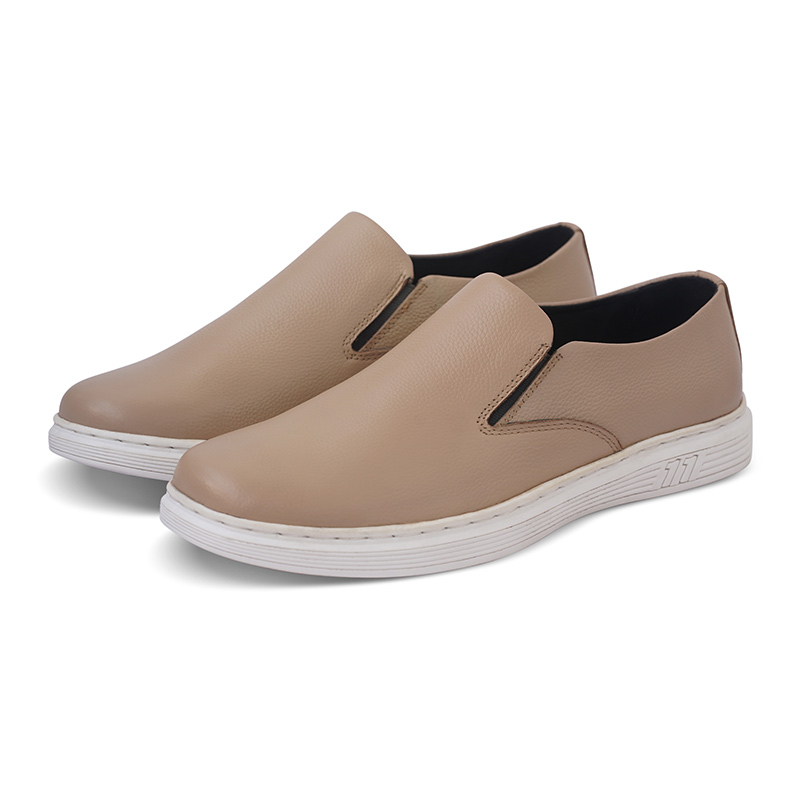 Autumn Trend Slip-on Leather Casual Loafer - Beige