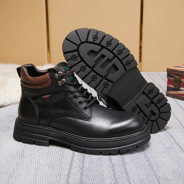 British Retro Zipper Leather Martin Boot - Black