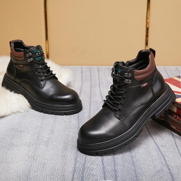 British Retro Zipper Leather Martin Boot - Black