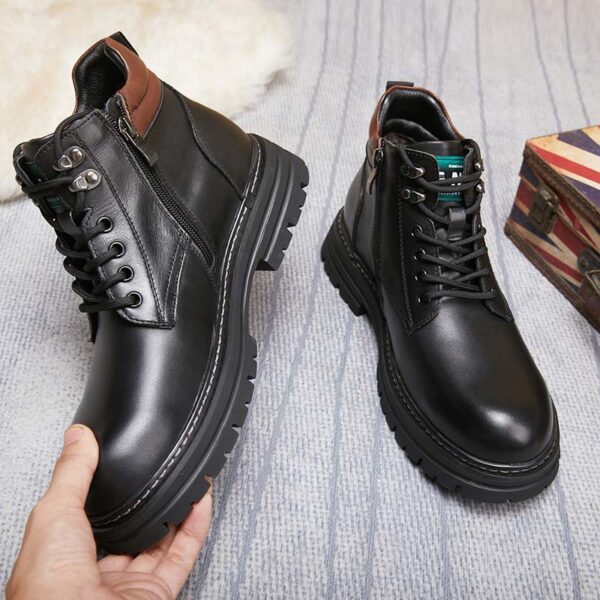 British Retro Zipper Leather Martin Boot - Black
