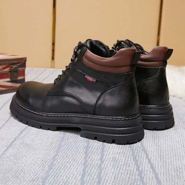 British Retro Zipper Leather Martin Boot - Black