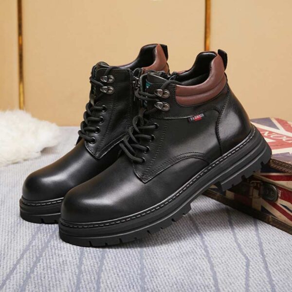 British Retro Zipper Leather Martin Boot - Black