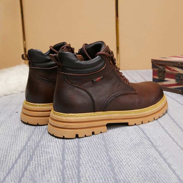 British Retro Zipper Leather Martin Boot - Brown