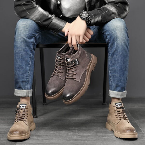 British Style Mid-cut Leather Martin Boot – Coffee