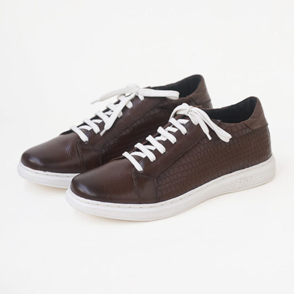 British Trend Pattern Leather Casual Shoe - Chocolate