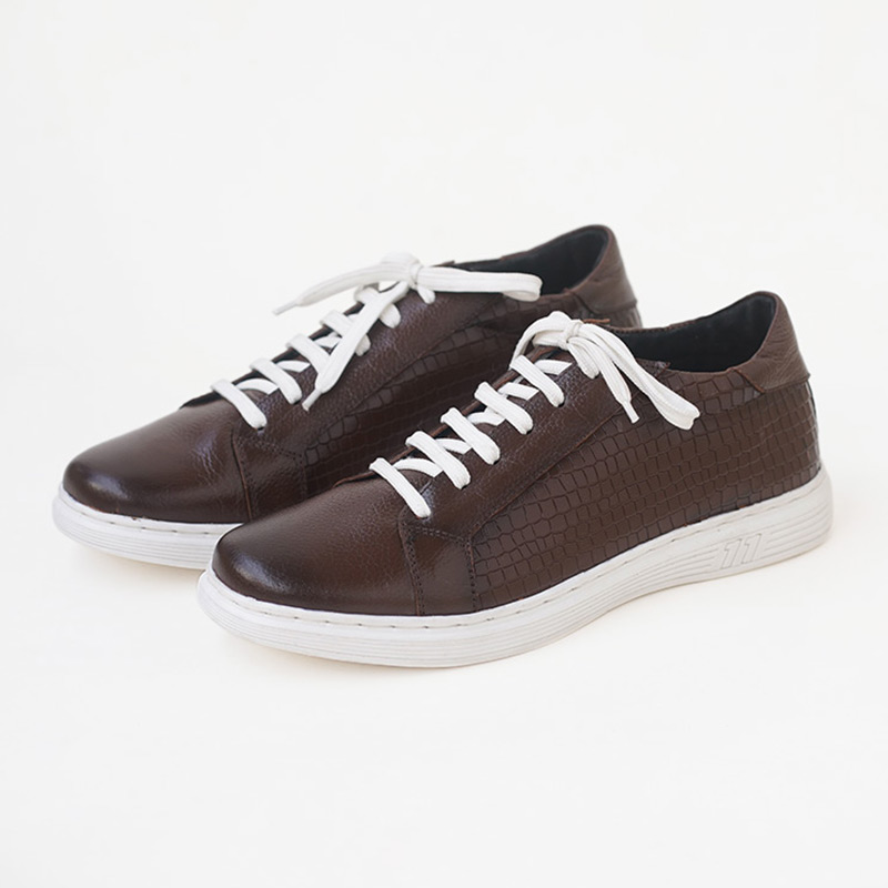 British Trend Pattern Leather Casual Shoe - Chocolate