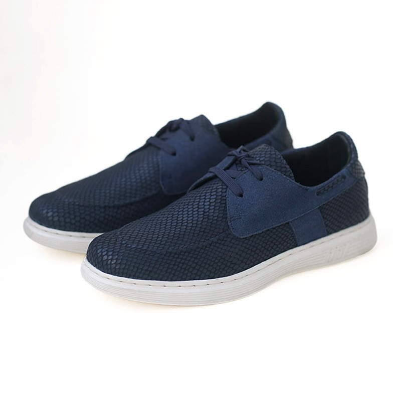 Korean Style Lace-up Leather Casual Shoe - Blue