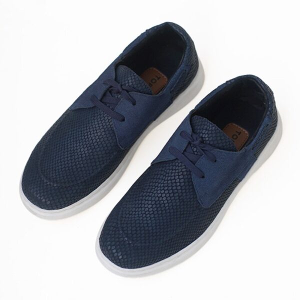 Korean Style Lace-up Leather Casual Shoe - Blue