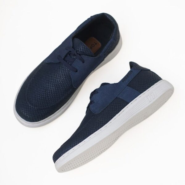 Korean Style Lace-up Leather Casual Shoe - Blue