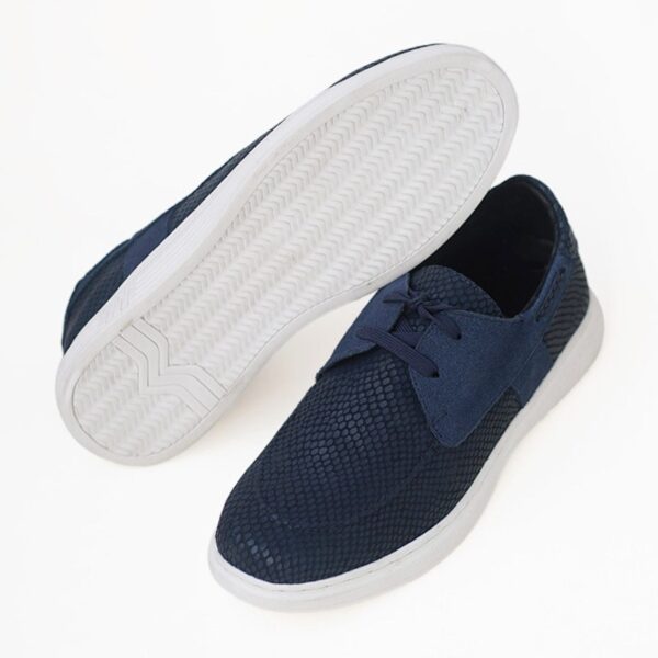 Korean Style Lace-up Leather Casual Shoe - Blue