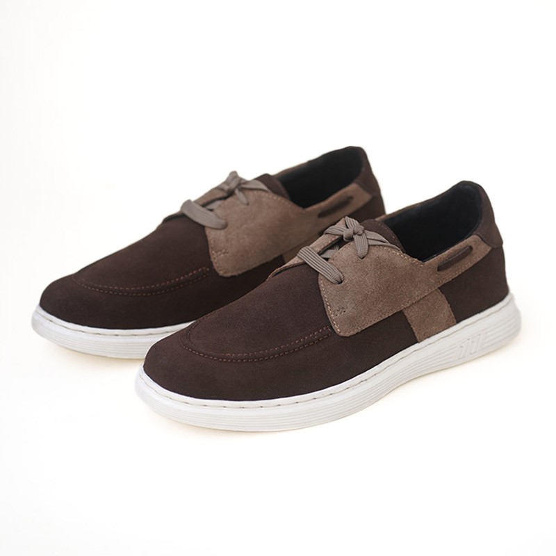 Korean Style Lace-up Leather Casual Shoe - Coffee