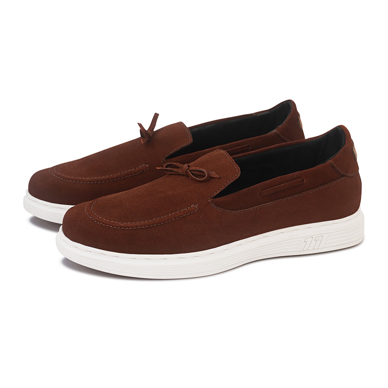 Korean Style Versatile Suede Leather Loafer - Maroon