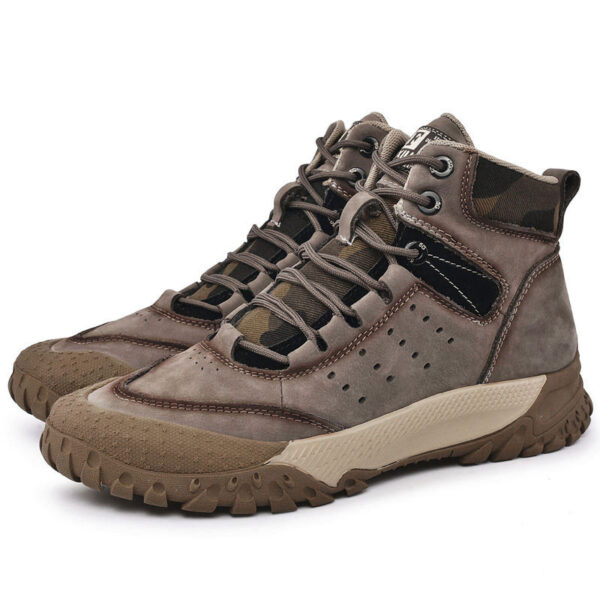 Retro Style Mid-top Leather Hiking Casual Shoe - Brown